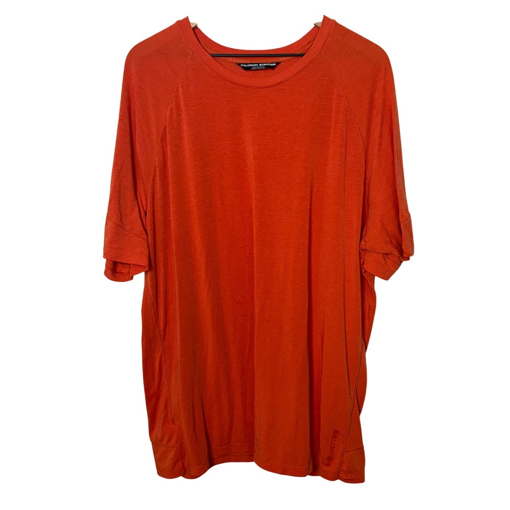 Salomon T-Shirt Mens XXL Orange Performance Short‎ Sleeve Trail Running Hiking